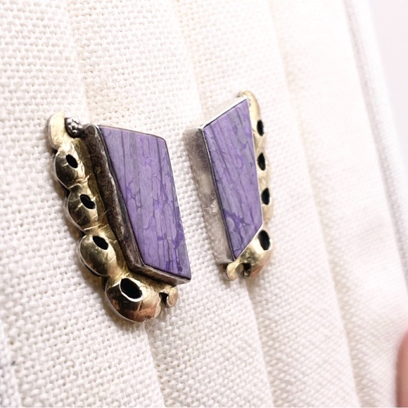 Charoite 925 Sterling Silver Earrings - Picture 3 of 12